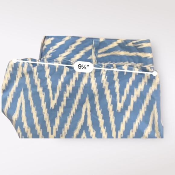 J. McLaughlin Diamond Patterned Scalloped Shorts Womens Size‎ 4 Blue White - Picture 5 of 11